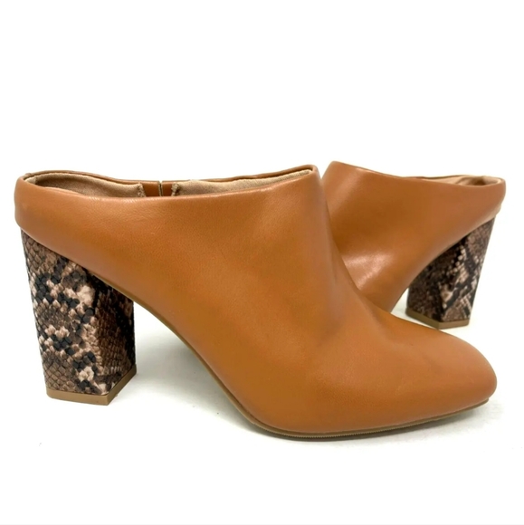 Women's Cognac Paula Memory Foam Mule Heels - Picture 1 of 4